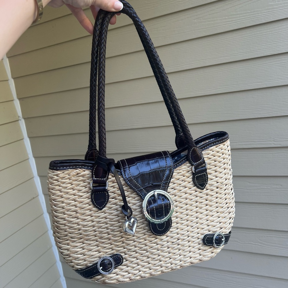 Brighton Vintage Light Tan Straw Raffia Shoulder Bag
